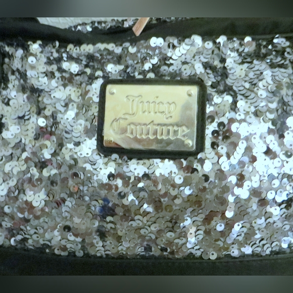 Juicy Couture Large Weekender Bag Black Silver Sequins Y2K Style New - Picture 9 of 13